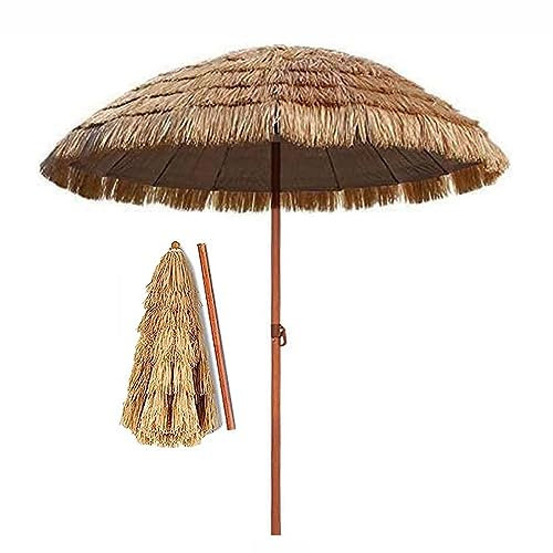 ARtsim Knickbar Sonnenschirm für Garten Bast Strandschirm Hawaiischirm Stahl Terrassenschirm Marktschirm Ø 240CM 200CM (Color : Braun, Size : 240cm)