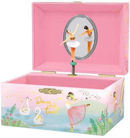 Giggle & Honey Joyero Musical de Bailarina para Niñas - Caja de Música Infantil con Bailarina Giratoria, Regalo de Cumpleaños de Ballet para Niñas, 15,2 x 11,8 x 8,9 cm - Edades 3-10, Rosa