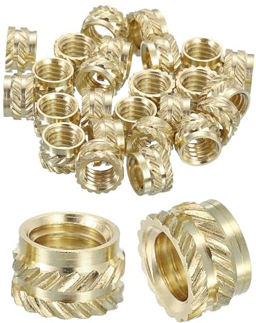 QUARKZMAN Rändeleinsatzmuttern, 25 Stück M6 x 5mm L x 8mm Ø 3D-Druck Messingmuttern weibliche Gewindeeinsätze Messing Heat Set Einbettmuttern