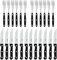 Russell Hobbs COMBO-4796 24-Piece Steak Knife & Fork Set – Tableware Service for 12, Steak Knives and Forks with Stainless Steel Blades, Serrated Knife Set, Sharp Meat Knives, Ergonomic Handles, Black
