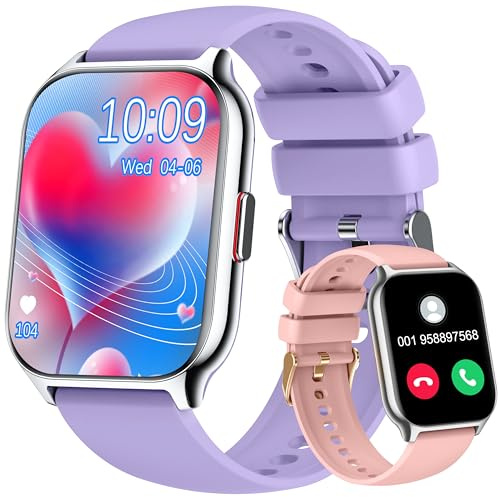 ZOSKVEE Smart klocka för kvinnor, män, med bluetooth-samtal, 2,0 tum, HD Smartwatch, 100+ sport, pulsmätare, pulsmätare, blodspänning SpO2, stegräknarklocka för Android iOS