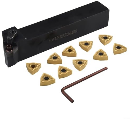 Set di 10 utensili per tornio, 25 mm MWLNR2525M08 gambo in carburo di tornitura strumento di alesatura barra strumenti di tornitura Tungsteno WNMG080404 Lame in carburo Inserti Lama