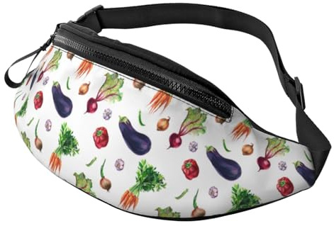 Sac banane à bandoulière pour homme et femme – Aubergine, oignon, ail, piments, sac banane de course à pied, sac banane de voyage pour homme et femme