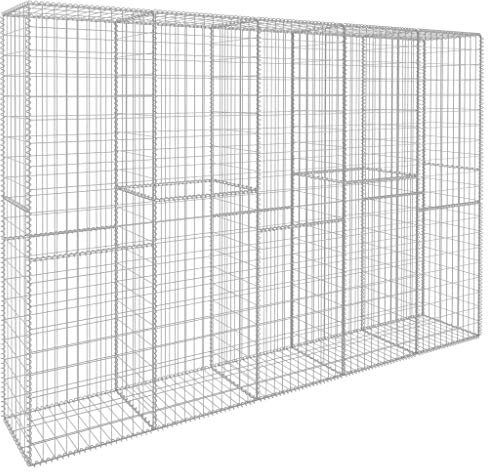 ShGaxin Gabionenwand mit Abdeckung, Gabionen Zaun, Mülltonnenverkleidung, Gabionenkörbe, Steine Für Gabionen, Steingabionen, Verzinkter Stahl 300 x 50 x 200 cm