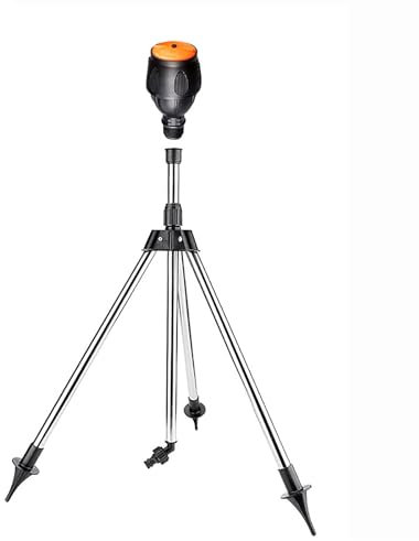 LoKori Regner Stativ Rotating Tripod Sprinkler, Sprinkler mit 360 Grad Drehung, Rasensprenger, Rotating Tripod Sprinkler, Teleskop Stativregner, Für Große Flächen, Hof, Garten, Rasen