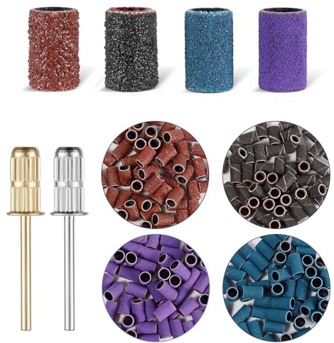 200 Stück Nagelfräser Aufsätze, 80/120/180/240 Grit, mit 2 Nagelbohrer