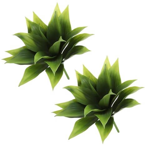 QUARKZMAN 2uds Artificiales Plantas Suculentas Falsas Siglo Planta, 14 Grandes Imitación Suculentas Sin Maceta Real Toque para Bricolaje Casa Boda Jardín Oficina Floral Decoración, Verde