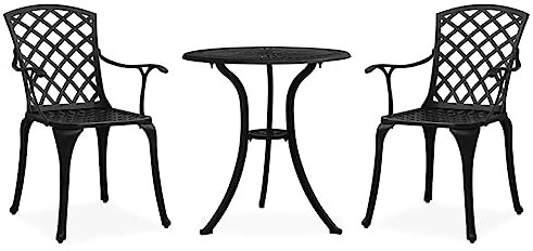 Lauuoeriau Furniture Item home 3-teiliges Bistro-Set Aluguss schwarz Möbel