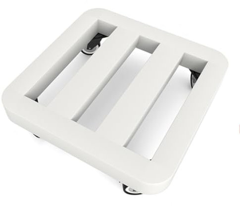 Mobile Quadratischer Pflanzenwagen,mit Feststellbaren Rollen,Blumentopf Schale aus Metall Universal-Rad-Tragende Halterung Indoor Outdoor Transporthilfe für Pflanzen(Size:25*25 CM,Color:Weiß)