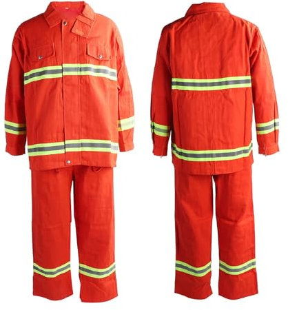 Fafeicy Flammhemmender Sicherheitsanzug Typ 97, feuer- und Hitzebeständige Baumwollbekleidung mit Reflektierendem Streifen, Starker Zähigkeit und Chemikalienschutz für die Industrie,