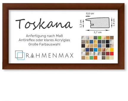 RahmenMax® Toskana Bilderrahmen Bildmaß 40x100 cm zum Aufhängen/Maßanfertigung möglich/MDF Posterrahmen in Kirschbaum Dekor mit Acrylglas Antireflex/Puzzle Rahmen