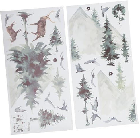 Amosfun 2 Blätter Teiliges Wasserfarben Landschaft Wandtattoo Selbstklebender Chinesischer Stil Hintergrund Wandsticker Starke Haftung Dekorativ Für Wohnzimmer Kinderzimmer Küche Glatte Ob