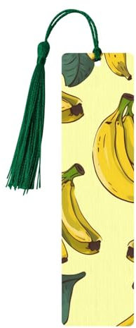 Lesezeichen mit Bananen-Druck, Holz-Lesezeichen für Buchliebhaber, handgefertigtes Holz-Lesezeichen mit Quaste, Lesezeichen, Ornament, Geschenkanhänger, Etiketten für Basteldekorationen