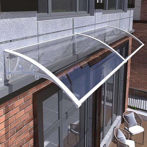 Polycarbonate Transparent Door Canopy, Outdoor Door Canopy Roof Awning in Arch Shape, Door and Window Awning, Rain and UV Protection, 2.5mm Thickness (120x480cm/47 x189)