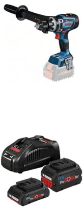 Bosch Professional 18V BITURBO Akku Schlagbohrschrauber GSB 18V-150 C (150 Nm, inkl. Zusatzhandgriff) + Akku Starter-Set: 1x ProCORE18V 4.0Ah Akku + 1x ProCORE18V 5.5Ah Akku + Ladegerät GAL 1880 CV