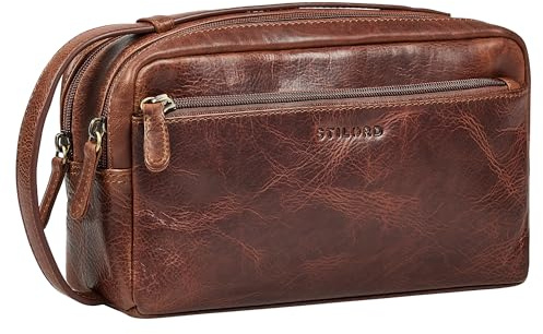 STILORD Bran Handgelenktasche Herren Leder Groß Clutch Echtleder Vintage Herrenhandtasche Banktasche Wrist Wallet Männer Herrentasche Reise Organizer Ledertasche Farbe:Kara - Cognac