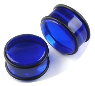Lirzxin Ohr Plug Set Tunnel 14mm, 2 Stück Acryl Plug Damen Herren Double Flared Massiv Rund Flesh Tunnel 14mm Blau