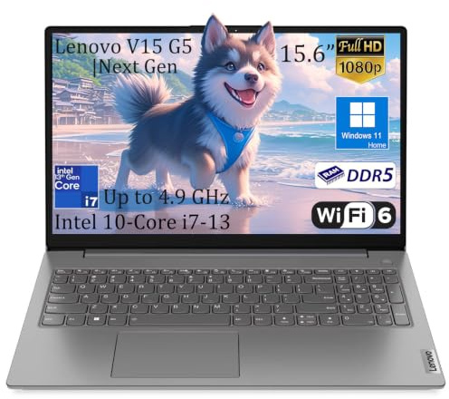 Lenovo Computer portatile aziendale V15 G4 da 15,6 pollici, display antiriflesso FHD, Intel 10-Core i7-13620H (Beat Ultra 7 255U), RAM da 40 GB, SSD da 1 TB, WiFi 6, Bluetooth 5.2, Windows 11 Home