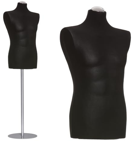 DummyDoll Schneiderpuppe männlich Größe 50/52, Überzug schwarz, Fuß Metallteller Silbergrau + Kappe