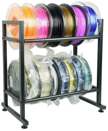 Iverntech Support de bobine de filament pour imprimante 3D, support de rangement à 2 niveaux en métal pour bobine de filament de bureau PLA/ABS/TPU, convient pour 12 rouleaux pour station de travail