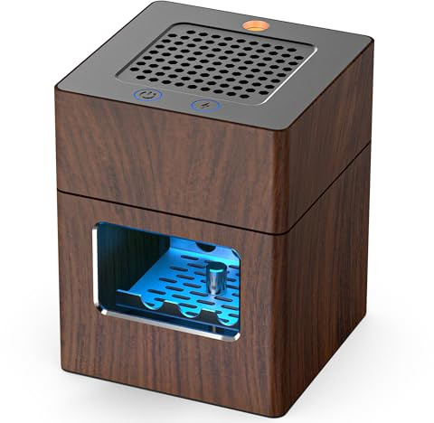 VANSU Multifunctional Smokeless Ashtray,HEPA Filter Smokeless Ashtray Indoor with Lighter,USB Rechargeable Smoke Removing ashtray for home,bedroom,office,car(Dark walnut)(AP078)