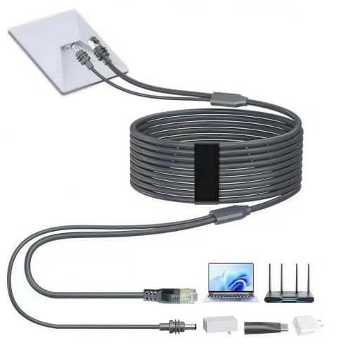 Elfcam - Cable 3 en 1 de 7m para Starlink Mini - Fuente de alimentación USB-C + Starlink Mini Standard, conector RJ45 CAT6 para red extendida de 7 metros