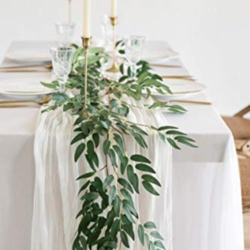 Advokingtap Ghirlanda di salice artificiale realistica da 2 m per matrimoni, decorazione per la casa e il giardino, stelo flessibile in filo di ferro