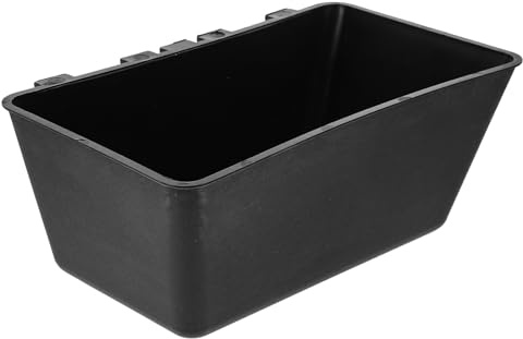 jojofuny Mangeoire et Abreuvoir en Plastique Noir Bac Rectangulaire et Crochet pour Nourrir Poules, Pigeons et Volaille en Cage