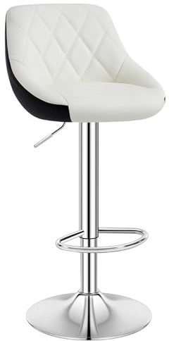 WOLTU Barhocker 1er Set, Barstuhl Höhenverstellbar, PU-Bezug, Schwarz | Drehbarer Bar Stool mit Rückenlehne und Fußstütze, rutschfeste Metallfüße, für Küche und Hausbar