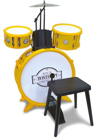 Bontempi | BeatMaster: Batteria per Piccoli con Suoni Realistici e Tanto Divertimento, Giallo, 500x500x680 mm