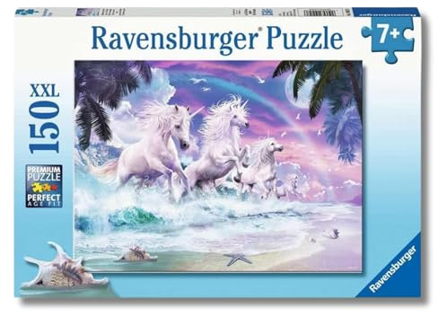 Ravensburger Puzzle Einhörner am Strand - 150 XXL Teile Puzzle ab 7 Jahre | 150 XXL Teile Puzzle, Kinderpuzzle ab 7 Jahre, Ravensburger Qualität