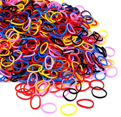 1 000 st elastiska hårband mini scrunchies färgade små gummiband flickor hästsvanshållare för baby barn (svart + färgglad (1 000 st)