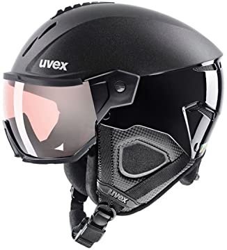 uvex Instinct Visor pro v - robuster Skihelm für Damen und Herren - selbsttönend - optimierte Belüftung - Black - 53-56 cm