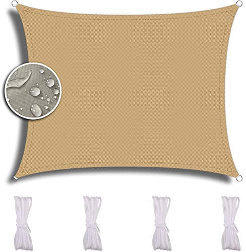 ZQXFZ Toile Solaire Voile D'Ombrage Rectangulare 5X6m, Voiture,Restaurant,Jardin, Haute Densité Hdpe, Dpe Respirant Anti UV Voile D'Ombrage Toile D Ombrage -Jaune Sable