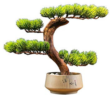 XXXXW Handmade New Chinese Simulation Small Yingbin Pine Tree Simulation Tree Outdoor Garden Home Office Decoration Fake Plant Potted Simulation Tree Bonsai Fake Plant