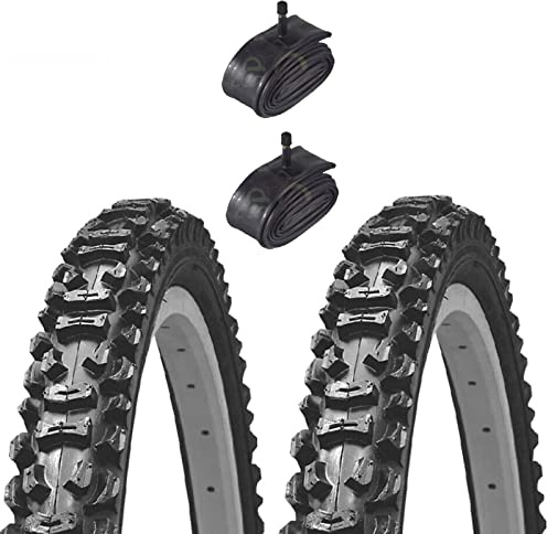 Lot de 2 pneus Kenda 20 x 1,95 (50-406) + chambres à valve américaine (SCHRADER) pneus en caoutchouc chevilles pour VTT enfant MOUNTAIN BIKE