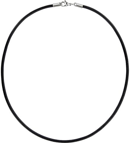 Auroris Echtleder Kette schwarz Dicke 3mm mit Karabinerverschluss ohne Verbindungsring aus Edelstahl Länge 50cm