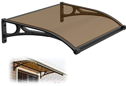 HEBEHO Vordach, Pultvordach, Überdachung Aus Aluminium Und Polycarbonat, Pultvordach Für Draußen Sonnenschutz Regenschutz, Aluminiumhalterungen, Braun (Size : 60x120cm/24x47in)