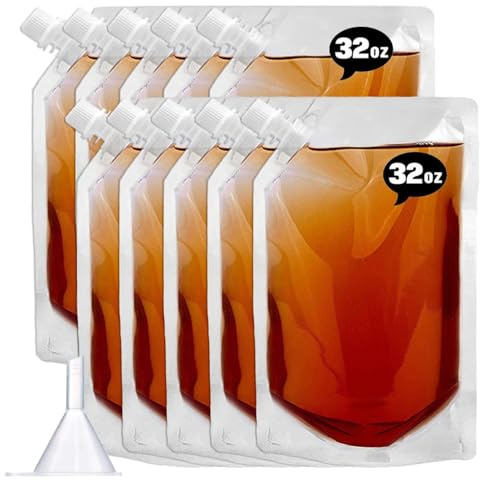 Lot de 10 flacons de liqueur dissimulables et réutilisables en plastique pour rhum, jus d'alcool, jus de fruits, voyage - 950 ml