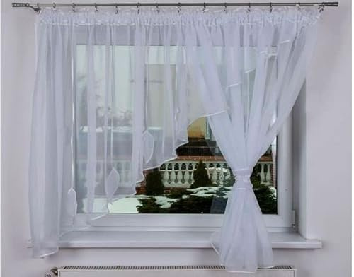 Fertige Gardine Lima 370x150 Weiss Rechts Fensterdekoration Vorhänge Wohnaccessoires & Deko