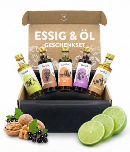 Timber Taste® Nuss Öl Geschenkset Frauen - 5 Würzöle & Essige zum Kochen