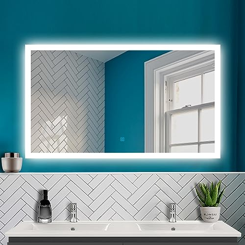 HAPAOSO Miroir de Salle de Bain, Miroir Mural avec lumière LED, Anti-buée + Tactile + Interrupteur à Commande Unique 120 * 4 * 70cm