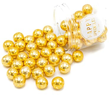 Happy Sprinkles VINTAGE GOLD CHOCO CRUNCH XXL - Schoko Perlen Torten Deko | Knusprige Schokokugeln in Vintage-Gold, zum Dekorieren von Torten, Cupcakes und Desserts, in praktischer XXL-Dose