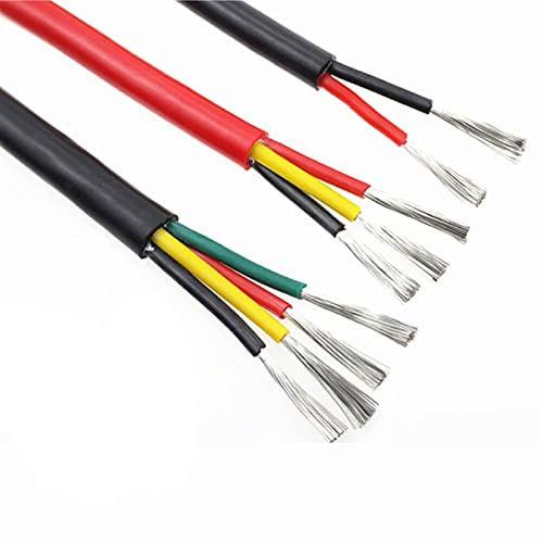 Warming Cable 3Meters Heat Resistant 180°C Wire, Soft Silicone Cable, 2 Core 3 Core 4 Core 5 Core 6 Core 8 Core, 0.2mm 0.3mm 0.5mm 0.75mm 1.0mm 1.5mm Heating Durable ( Color : 4 core , Size : 2.5mm 13