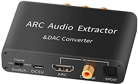 Audio Decoder,ARC HDMI Compatible Audio Extractor DAC Converter HDMI Compatible SPDIF 5.1 Optical and 3.5mm Stereo Audio Splitter Adapter