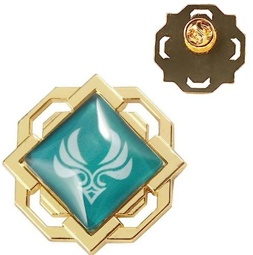 Sonsoke Vision Brosche Pins Liyue Anstecknadel Abzeichen Merch Breastpin Pin Rucksack Zubehör Dekor Cosplay Geschenk (Anemo)