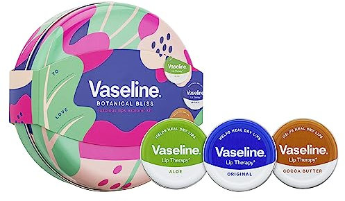 Vaseline Luscious Lips Explorer Kit Gift Set with 3 lip balms for beautiful, healthy lips 3 piece
