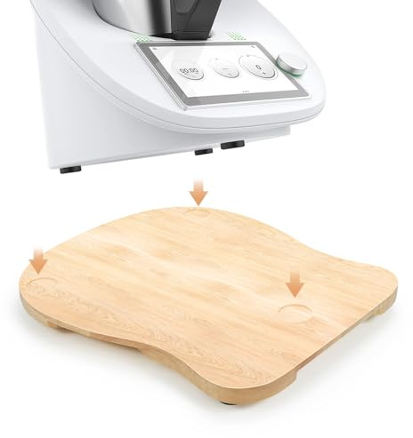 Gleitbrett für Thermomix TM6 TM5, Gleitbrett aus Holz, Slider mit Ergonomischen Griffen Passt auch als Gleitbrett für Thermomix TM5, Rubberwood Hartholz Brett für Thermomix TM6 & TM5
