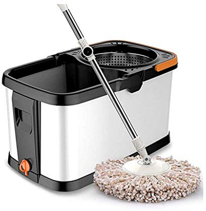 Trapeador Giratorio, Kit de Cubo dispensador de trapeador de Piso de 360 ° con Cabezal de trapeador de Microfibra para Limpieza de Pisos de Cocina doméstica