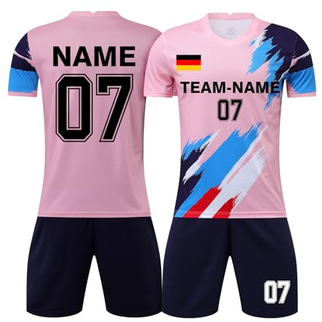LAIFU Trikot Fussball Jungen Mädchen Fußball Trikot Personalisiert für Kinder Erwachsener Fussballtrikot Set mit Eigenem Namen